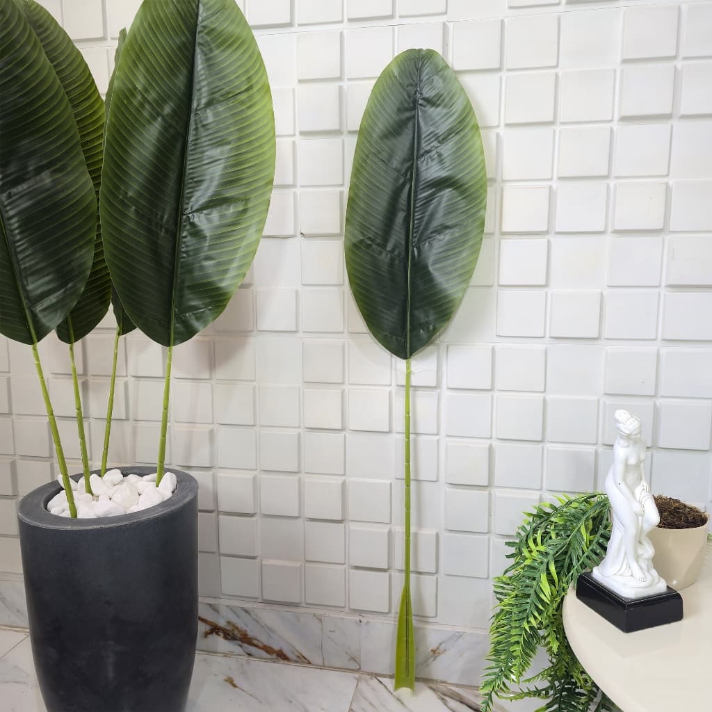 Kit Folhas Planta Bananeira Artificial Verde Banana Sem Vaso DIY