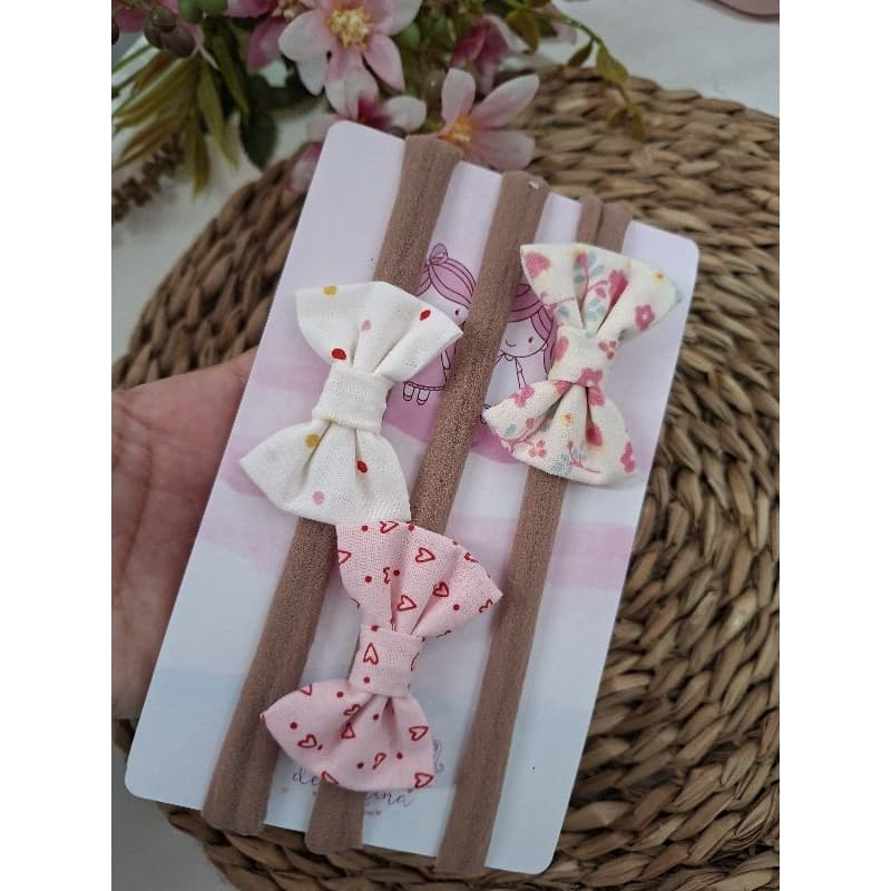 kit 3 faixinhas Tecido para bebês na meia de seda Enxoval RN