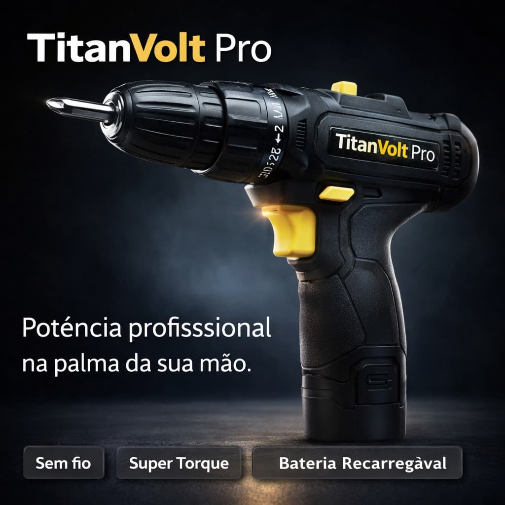 Parafusadeira Furadeira Bateria 12v Compacta Portatil Recarregavel Potente TitanVolt Pro
