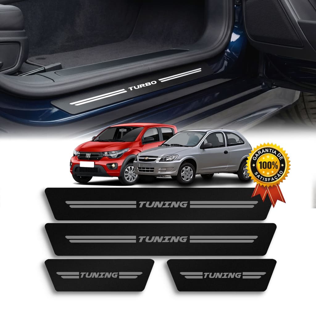 Kit Soleira Automotiva Vinil 4 Peças Proteção Porta Carro Fácil Instalação Universal