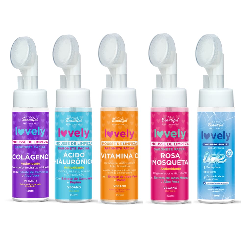 Kit Sabonete Mousse de Limpeza Lovely Face Beautiful 150ml