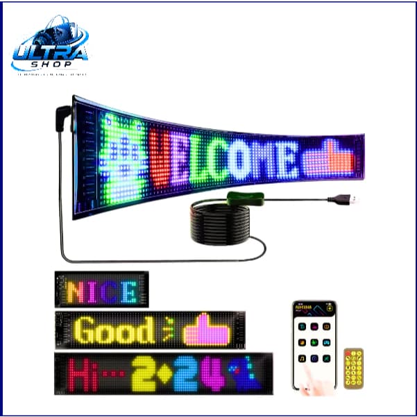 Letreiro Sinal Led Carro Rolagem USB 5v Bluetooth App Controle Logotipo Luz Padrão Personalizado