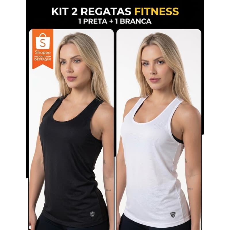KIT 2 CAMISETAS REGATAS FEMININA DRY FIT ACADEMIA MALHAR TREINO CORRIDA ESPORTE RESPIRÁVEL LEVE