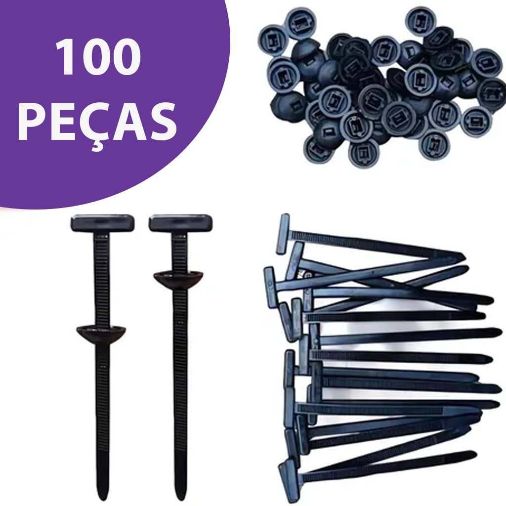 Kit 40/50/100 Peças De Abraçadeiras Fivelas Pinos De Reparo De Carros Abraçadeiras Universais Nylon Preto