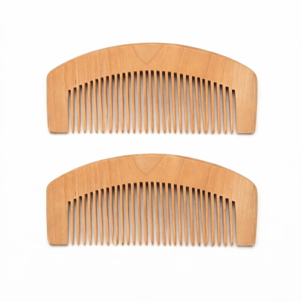 Kit 2 Pentes para Barba Madeira Natural Antifrizz Leve e Prático Para uso Diário