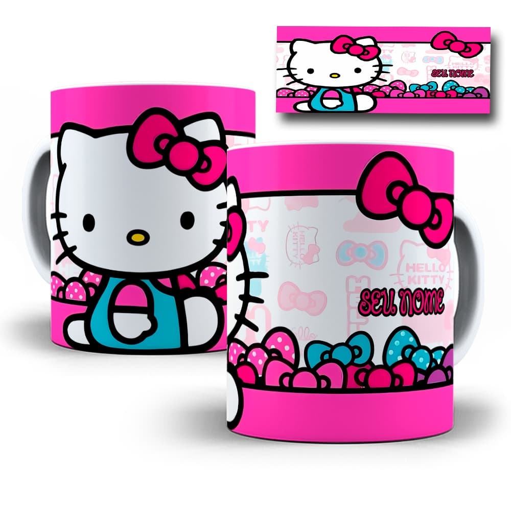 Caneca Porcelana Personalizada Desenho Hello Kitty Personalizado com SEU NOME