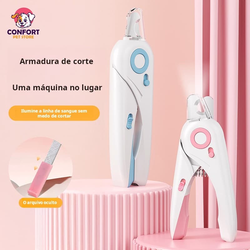 Cortador de Unhas para Animais de Estimação com Luz LED e Trava de Segurança