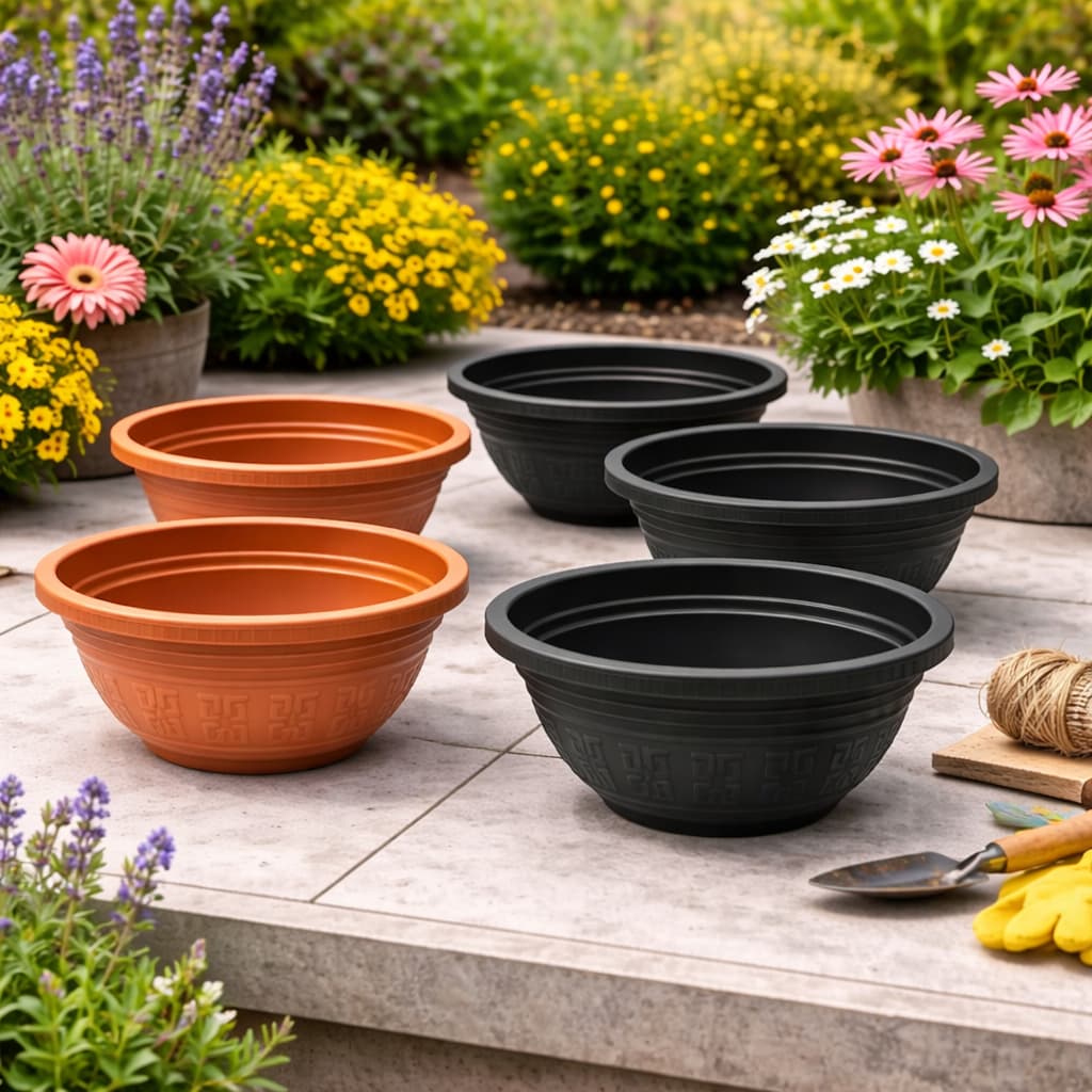 Kit 6 Vasos para Plantas Redondo 3 Litros Vaso de Flores Rosa do Deserto Suculentas Onze Horas