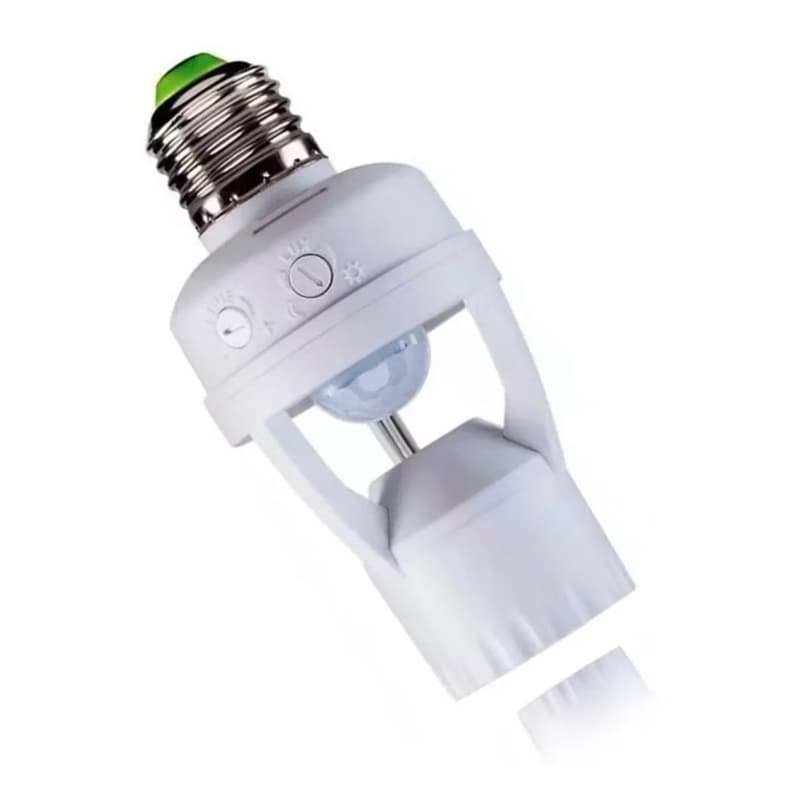 Sensor de Presença com Fotocélula Soquete E27 Automático Liga Desliga Luz Economia Energia Casa Garagem Corredor