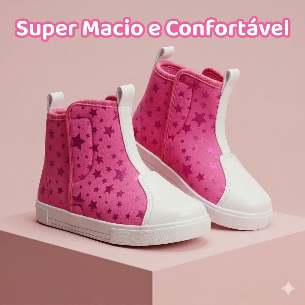 Tenis cano alto Infantil Feminina Confortável Antiderrapante Super Macia Leve Estilosa para Meninas