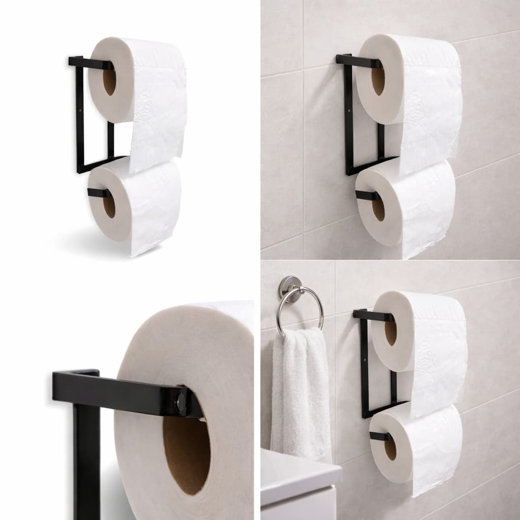 Suporte de Parede Porta Papel Higiênico em Aço Carbono Moderno Resistente Envio Rápido 2 Rolos