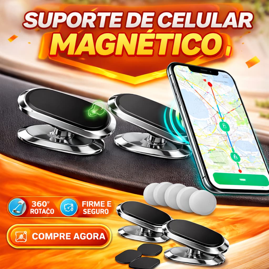 Suporte de Celular Universal Veicular/Automotivo Magnético. Compatível com todos os Carros.