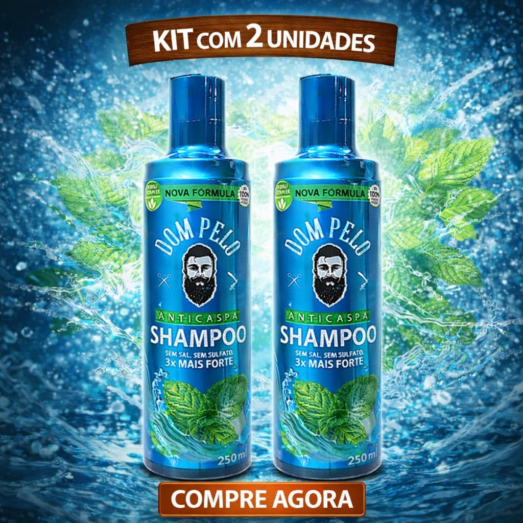 Kit 2 Unidades - Shampoo Anti Caspas 3x1 Barba, Cabelo e Bigode Masculino