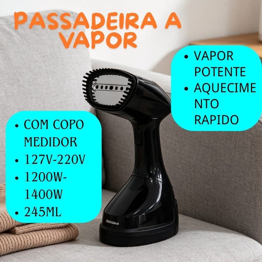 Passadeira A Vapor 127V E 220V Desamassa E Higieniza Com 7 Saídas De Vapor Potente Pratica