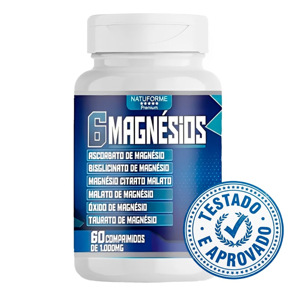 06 Magnésio 60 Comprimidos 1000mg Composição Completa 6 em 1