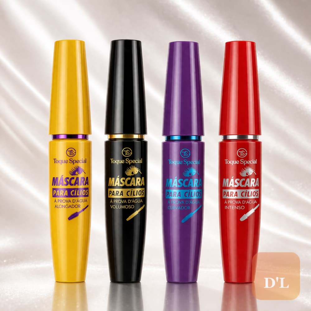 Kit Máscara de Cílios 4 Tipos Alongador Volumoso Curvador Intenso À Prova D’Água