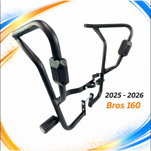 Protetor de Carenagem Bros 160 2025/2026 Fibra Tubo Sider FIxo Saboneteira Integrada