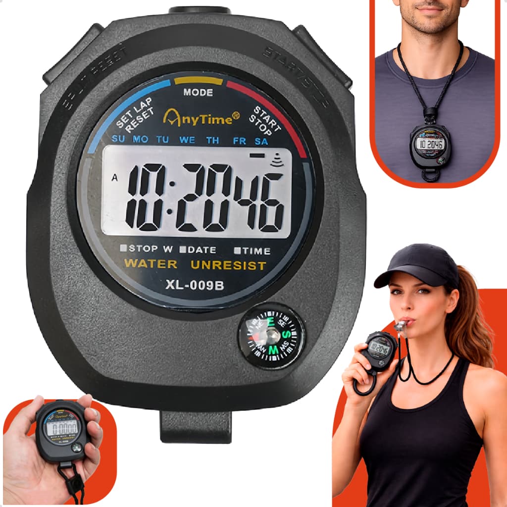 Cronômetro Temporizador Digital Esportivo Profissional Para Corrida Treino Natação Futebol Competição Com Display Lcd