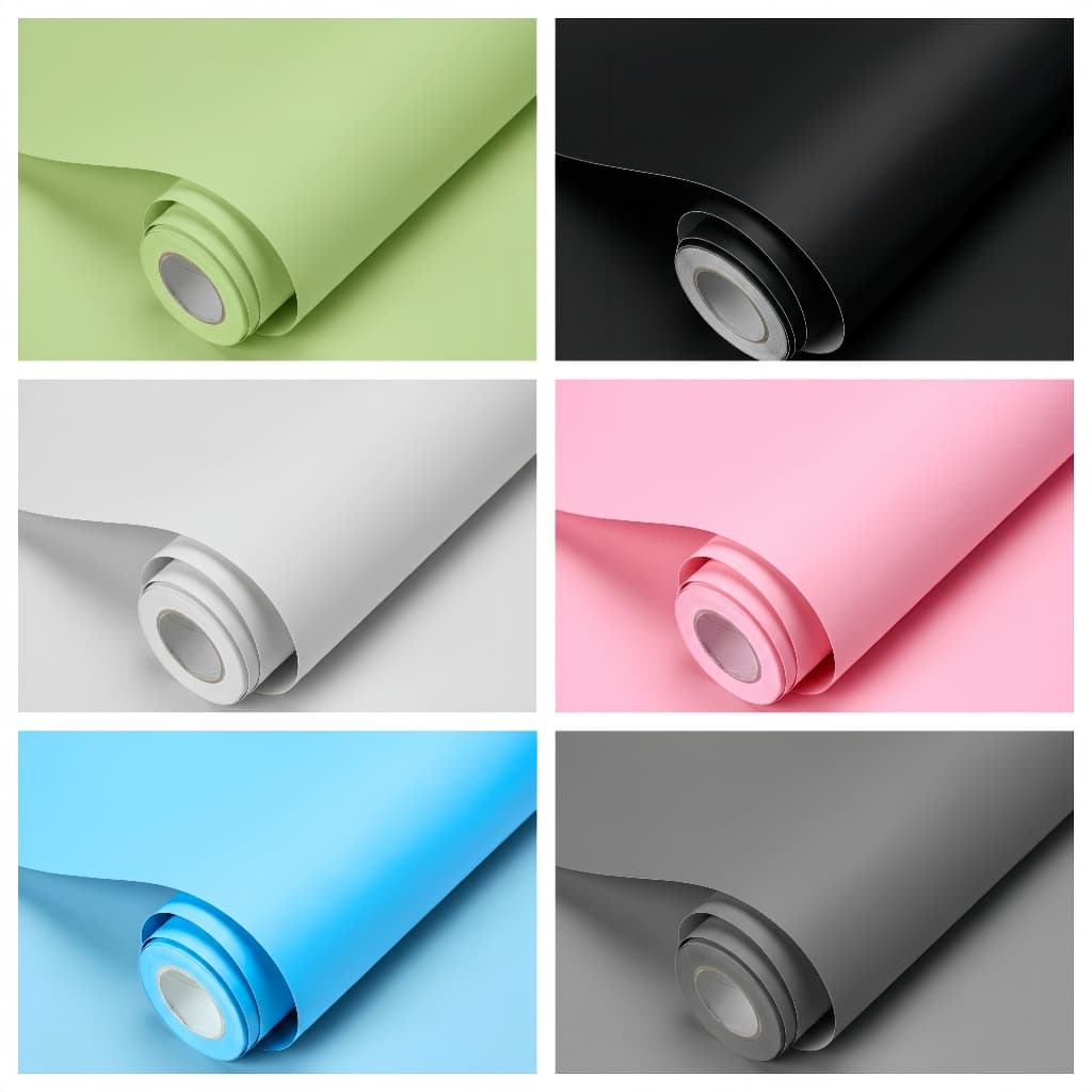 Papel de Parede Liso 6 Cores Premium Autocolante Resistente Removível para Quarto Sala Móveis Comércio Reforma5M*45CM