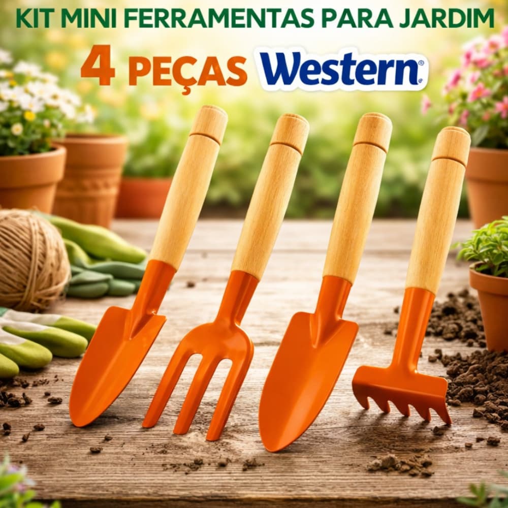 Kit Mini Ferramentas Para Jardinagem 4 Peças Western