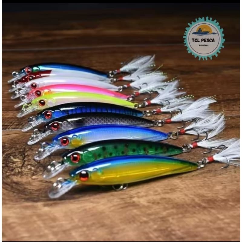Iscas artificiais kit com 2 iscas artificiais meia água com 9cm / 8g para robalo tucunare trairá e outros peixes