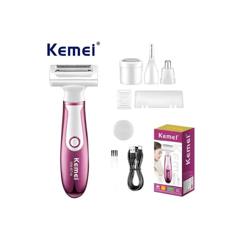 Máquina de Depilação Elétrica KEMEI KM-6714  4 em 1