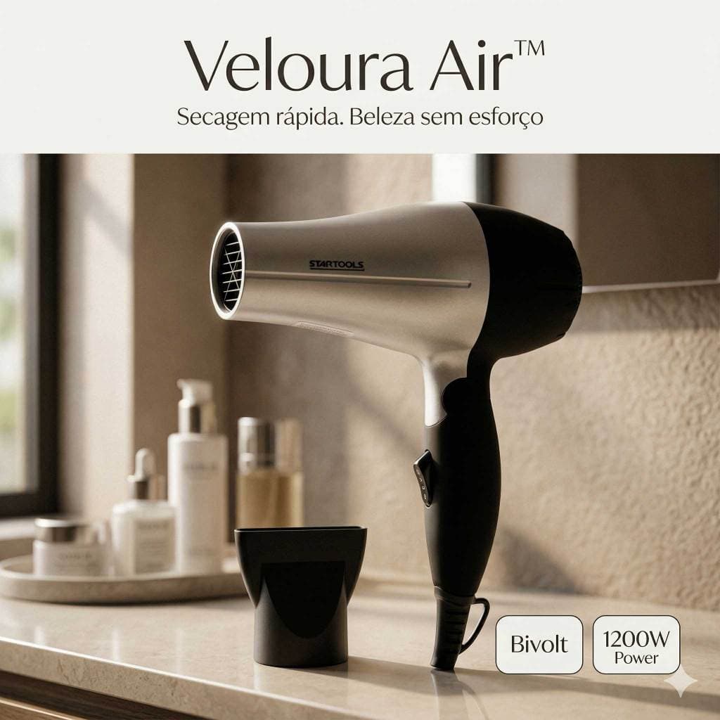 Secador de Cabelo Portátil 1200W Bivolt Potente Compacto Profissional Secagem Rápida Viagem