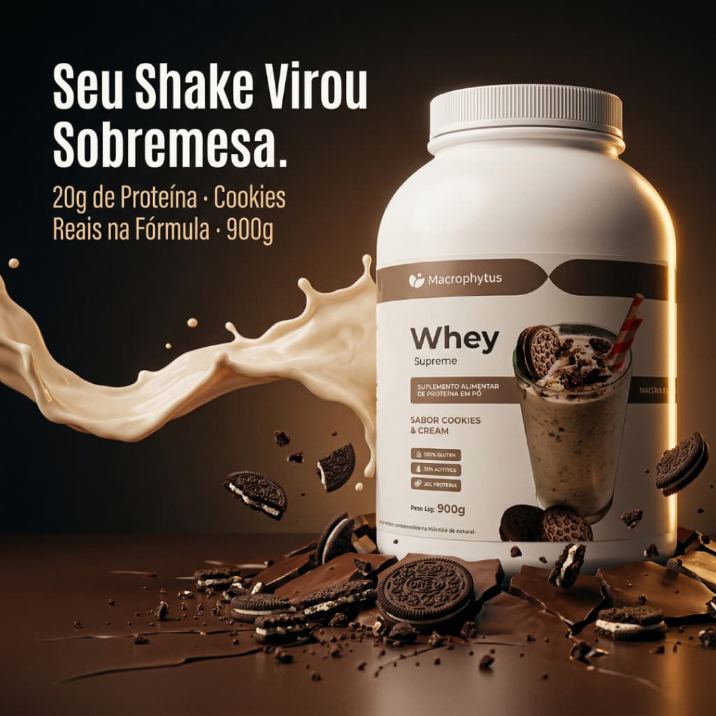 Whey Protein Supreme 900g Cookies & Cream | Com Pedaços Reais de Cookies | Direto de Fábrica