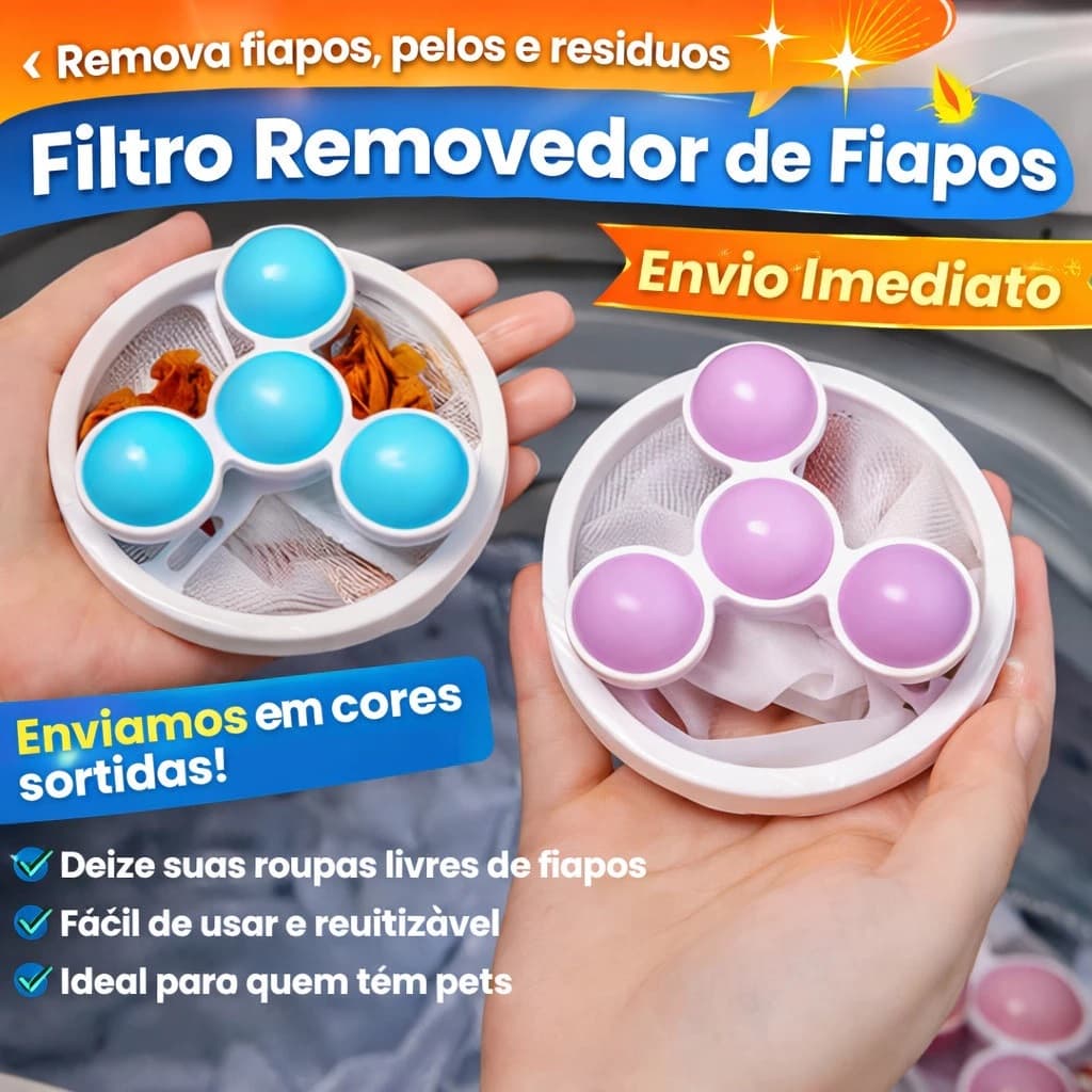 Filtro Coletor de Pelos Fiapos Flutuante Para Máquina de Lavar Roupa Reutilizável