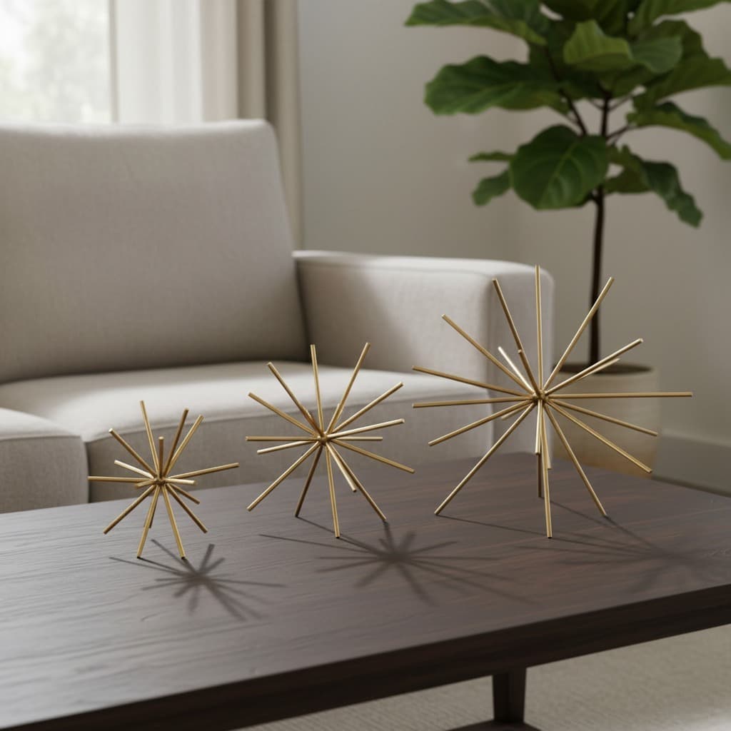 Trio Adorno Ouriço para Decoração Moderna Luxo Para Salas E Escritórios