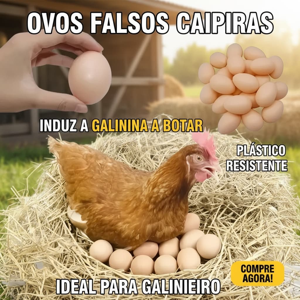 Ovos Falsos Caipira de Plástico – Estímulo para Galinhas, Pegadinhas, Decoração