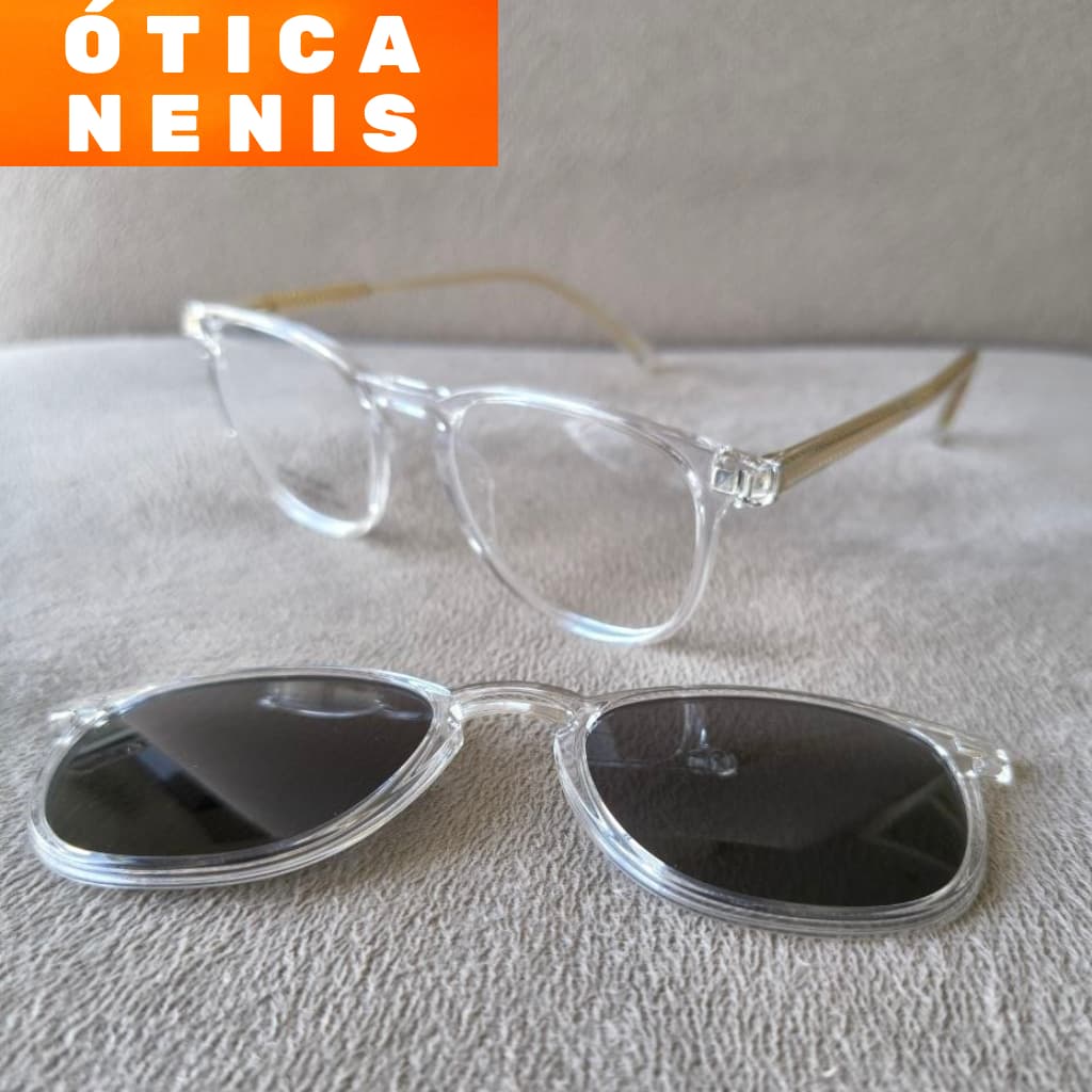 Armação Óculos Clipon redonda Polarizada Feminina material arredondada nylon com cores modelo 65128