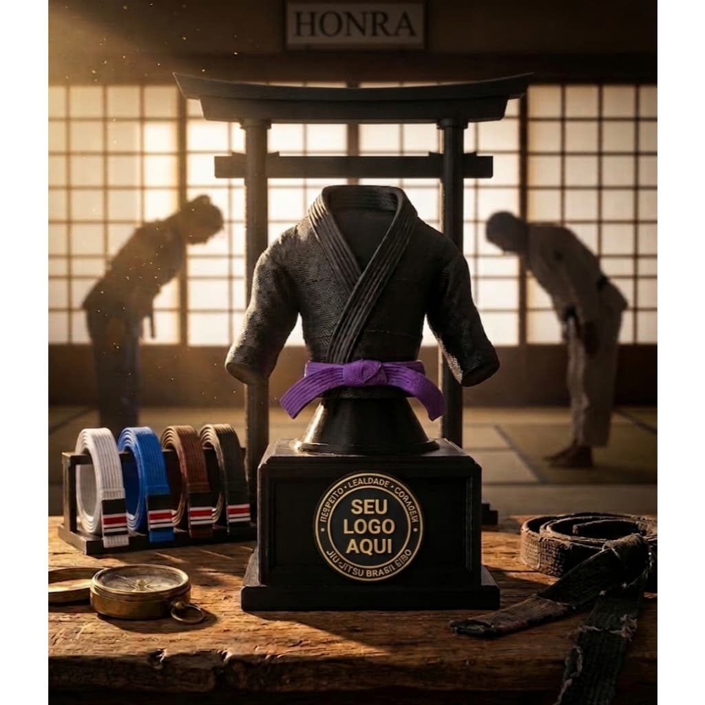 Troféu Kimono Jiu Jitsu 20cm Personalizado - Kit Colecionável - Logo Personalizado