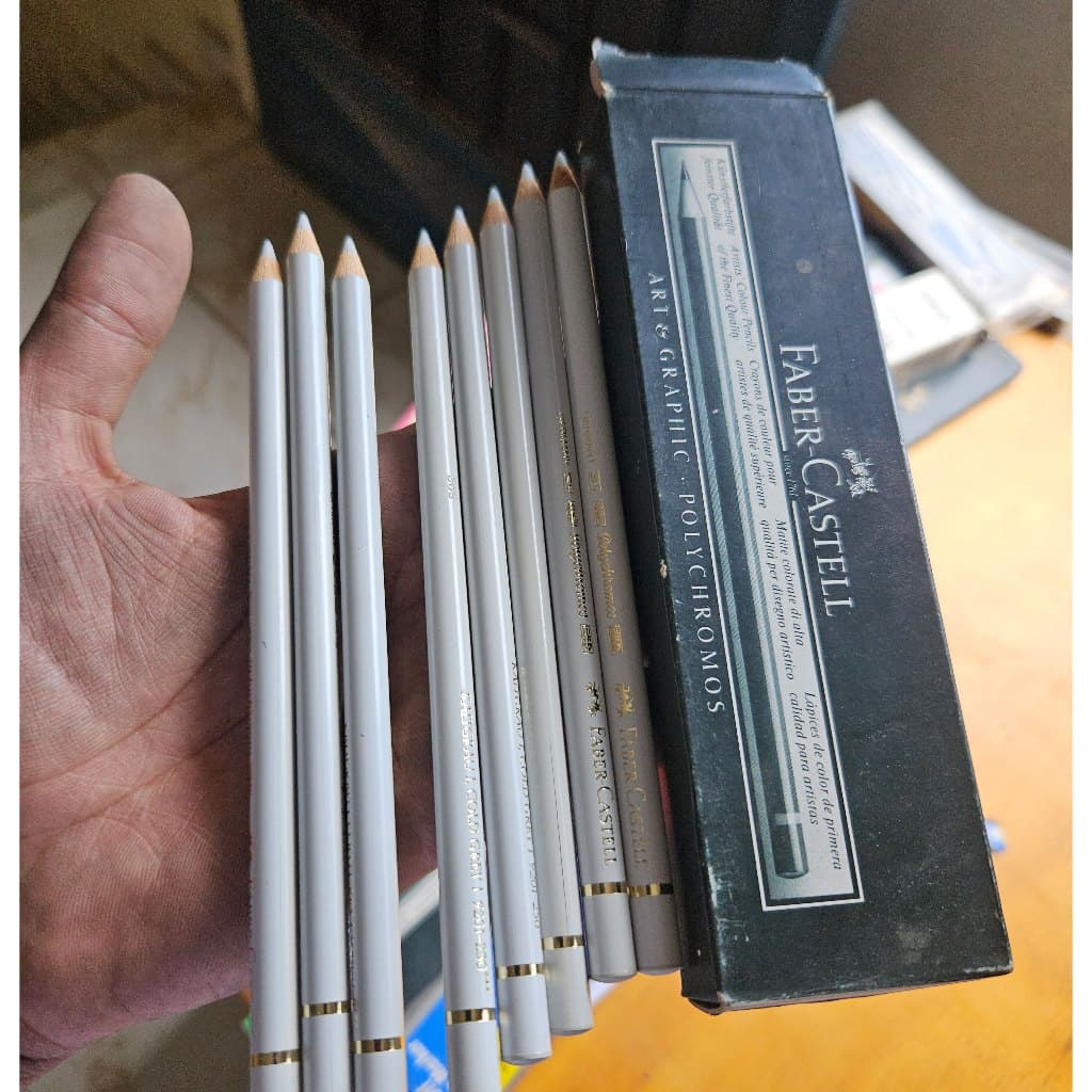 Caixa 8 Lápis Polychromos Faber-Castell Cinza Frio 230 (Novo/Vintage)