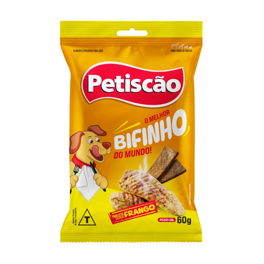 Bifinho Mastigável Petiscão Tablete Para Cães Frango 60g