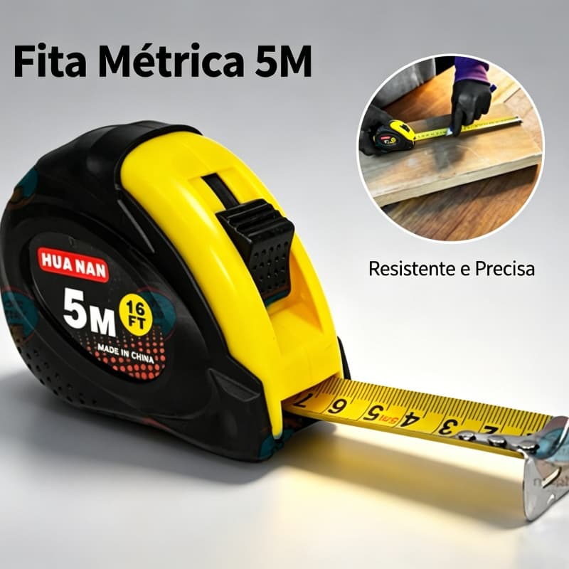 Trena 5 Metros Aço Inoxidável Alta Precisão | Trava Automática Profissional