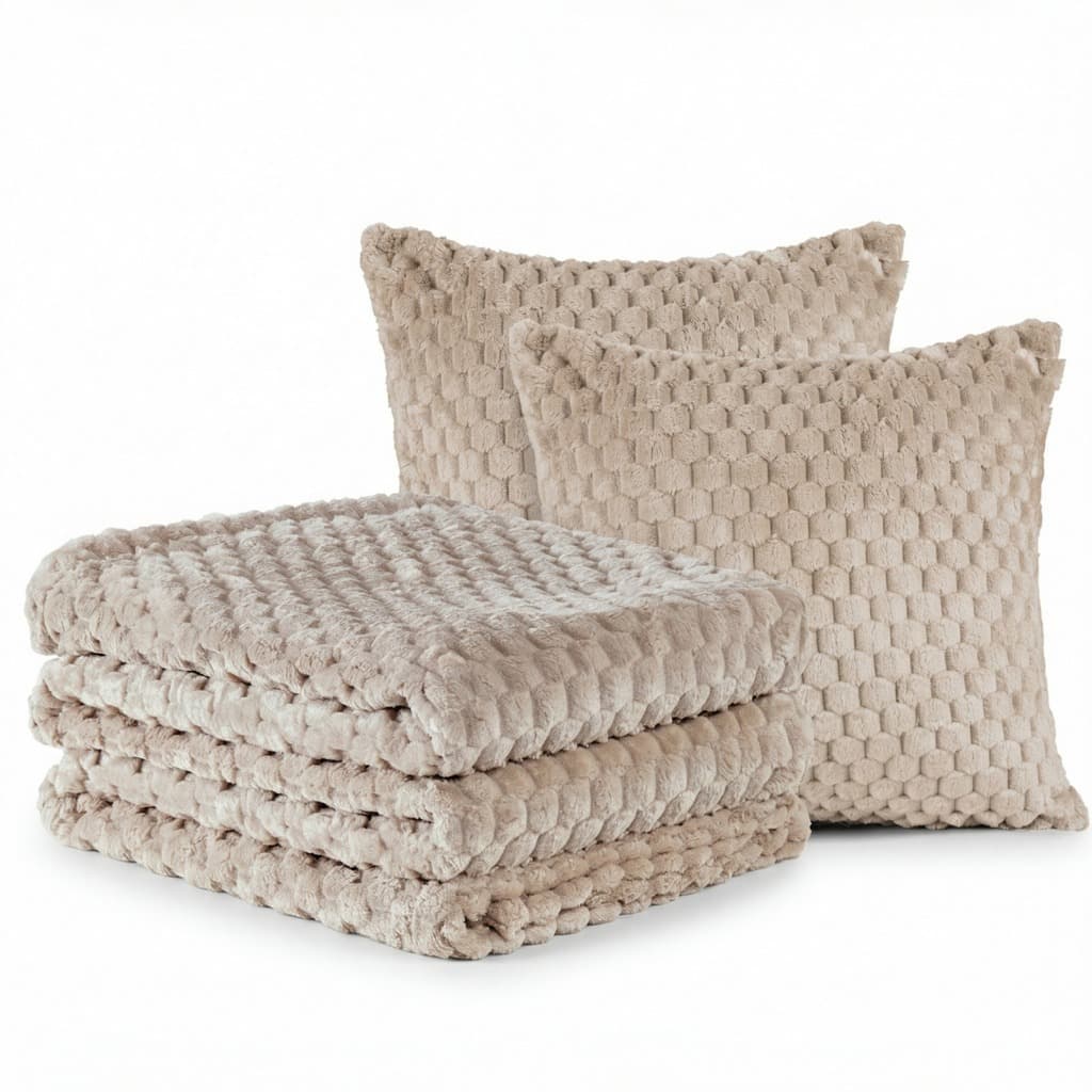 Kit Cobertor + 2 Capas de Almofadas Willow Decoração Sala Sofá Cama Kit Manta 320g Luxo Manta Soft