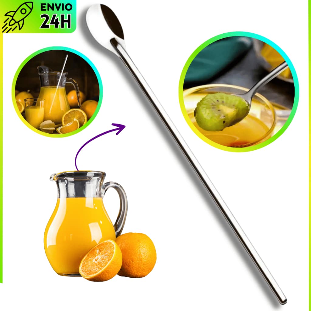 Colher Bailarina 30cm Aço Inox Cabo Longo Misturador De Bebidas Coquetelaria