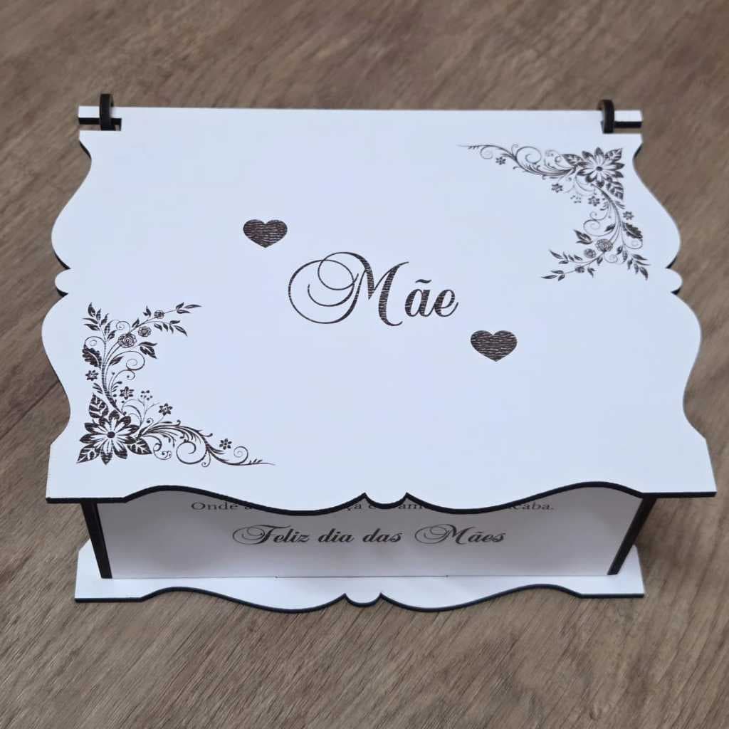 Kit Caixa Dia das Mães Presente MDF Personalizável Porta Presente Decorativo Mãe