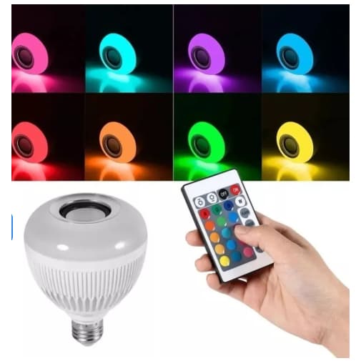 Lâmpadas Bluetooth De Led Caixa De Som C Controle Rgb 12W