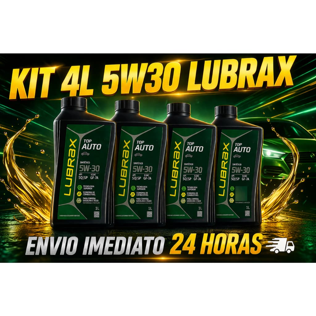 Kit 4 Oleo Motor 5w30 Sintético Lubrificante Lubrax Valora Top Auto 1 litro kit troca de óleo