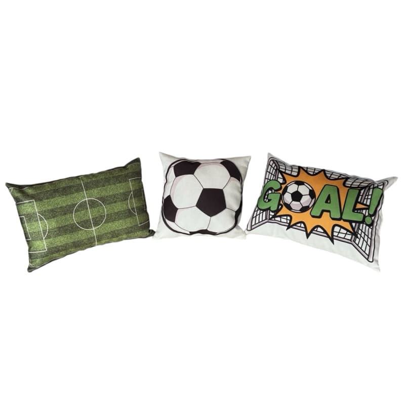 Kit 3 Almofadas Futebol Suede Decorativas almofada Campo Bola