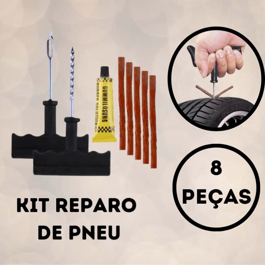 Kit Reparo de Pneu Sem Camara para Carro Moto Bicicleta com Cola Selante Remendo de Macarrão Ferramenta de Conserto