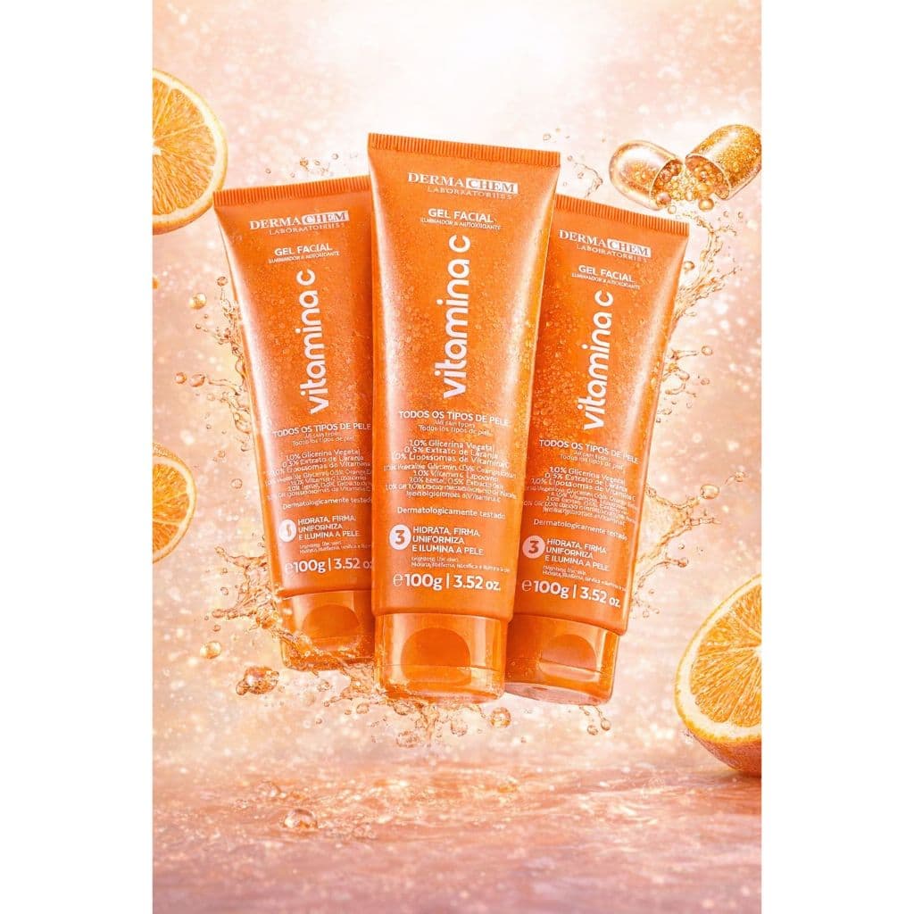 Gel Facial Vitamina C Dermachem Limpeza e Iluminação da Pele