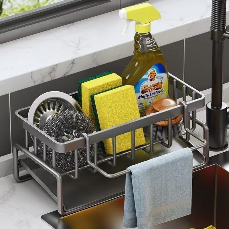 kit2 Alumínio Escorredor Armazenamento De Cozinha Rack De Toalhas Esponja Drenagem De Sabonete Prateleira Top&casa