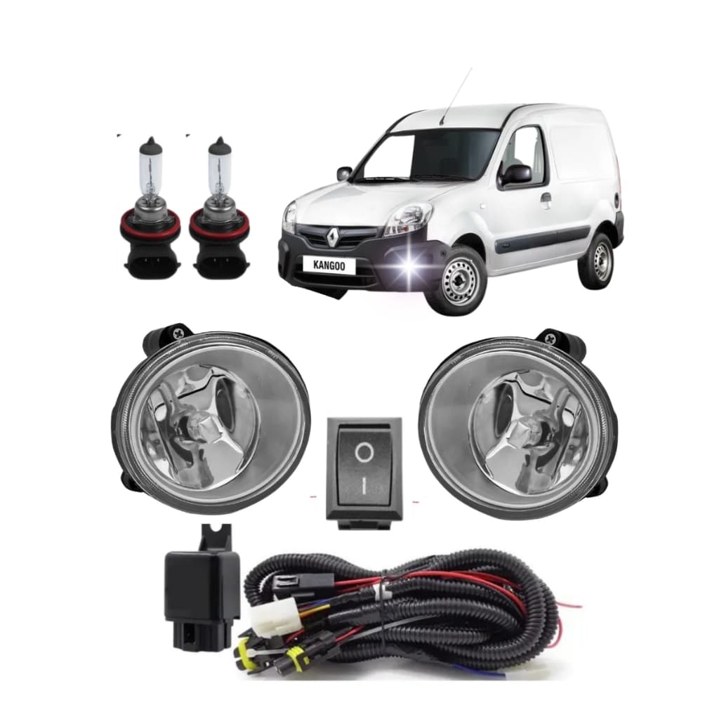KIT FAROL AUXILIAR DE MILHA DO KANGOO 2009 2010 COM FAROL LENTE DE VIDRO + BOTAO UNIVERSAL