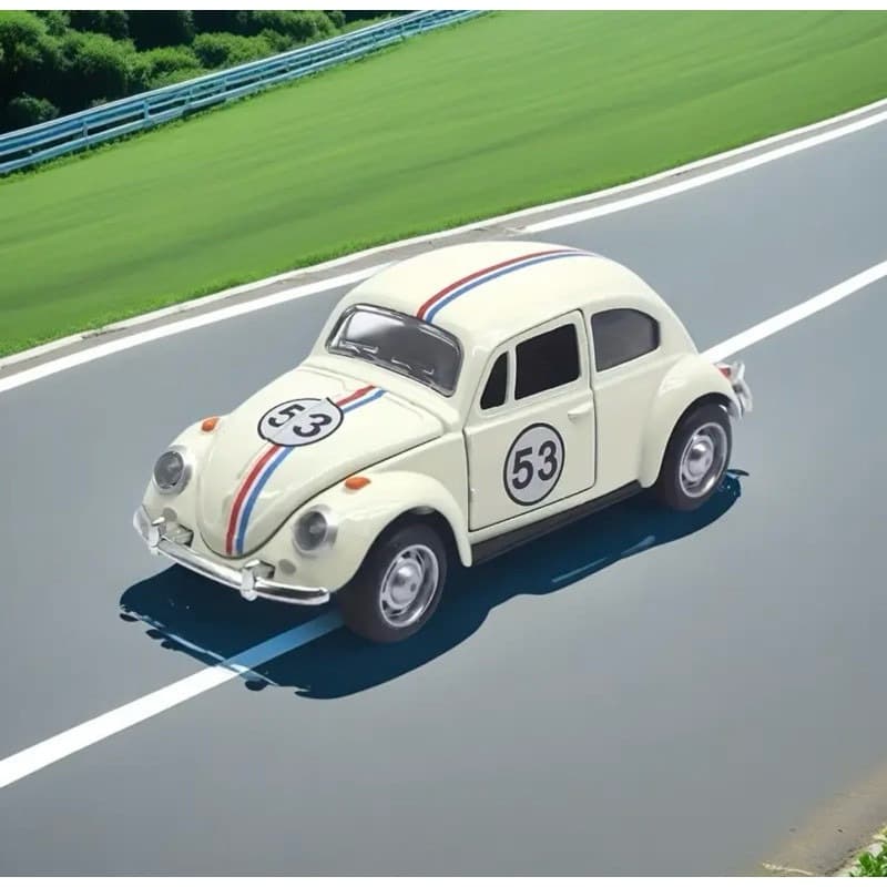 Miniatura Volkswagen Fusca Herbie 53 - Metal Durável, Abre Portas e Capô, Mecanismo de Fricção