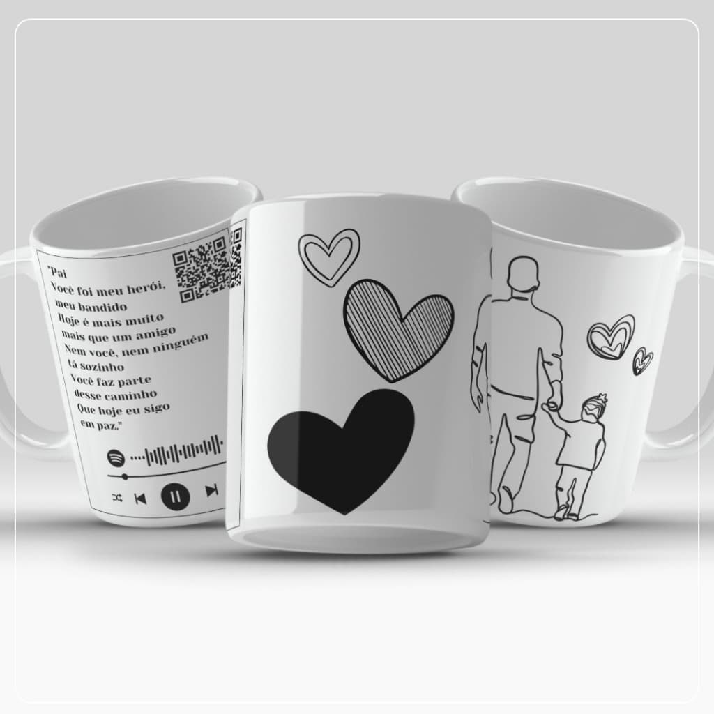 Caneca personalizada para Pai com QR para musica, envio Imediato Dia dos Pais, Homens, Paizão