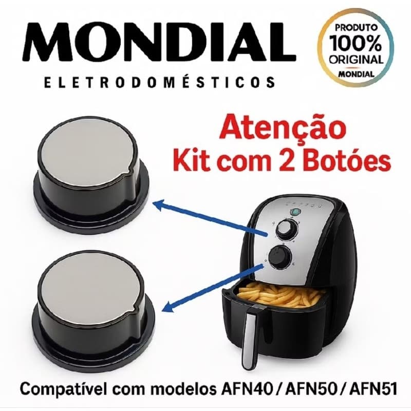 kit 2 botões fritadeira Mondial para Air Fryer AFN-40 / AFN-50 / AFN-51 [Timer e Temperatura]
