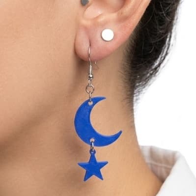 Brinco Lua e Estrela impressão 3D - A Magia do Céu em Seu Look! 🌙✨